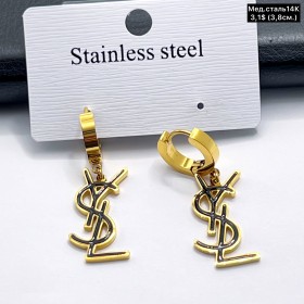 Сережки мед.сталь14К 10669 ( 3.8 см.) 